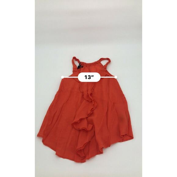 Iz Byer Womens Sleeveless Blouse Ruffle Front Orange Flowy Sz XS - Picture 5 of 5